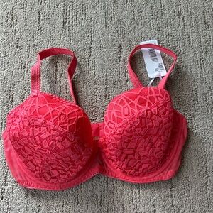 New 32F UK/ 32G US Freya coral soirée lace padded plunge